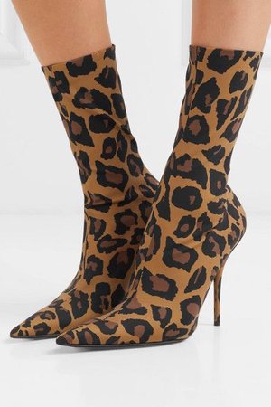Balenciaga Leopard Print Knife-Cut Boots