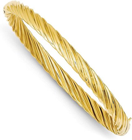 Amazon.com: 14k Yellow Gold 6.35mm Oversize Textured Hinged Bangle Bracelet Cuff Expandable Stackable 8 Inch Fine Jewelry For Women Gifts For Her: Clothing, Shoes & Jewelry