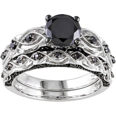 Diamore 10k White Gold 1 3/8 Ctw Black Diamond Vintage Bridal Set | Bridal Sets & Trios | Jewelry & Watches | Shop The Exchange
