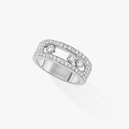 Small White Gold Diamond Pavé Ring Move Joaillerie | Messika 04703-WG
