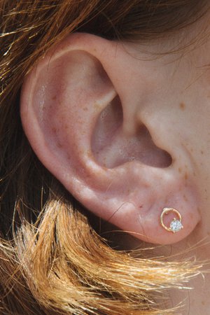 Gold Circle Rhinestone Earrings