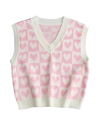 pink heart knit sweater vest