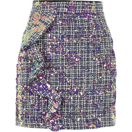 Purple sequin boucle ruffle mini skirt - Mini Skirts - Skirts - women