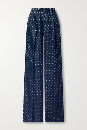 Navy Bello paisley-print silk-twill wide-leg pants | Max Mara | NET-A-PORTER
