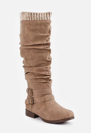 Pilar Sweater Cuff Boot Shoes in Tan - Get great deals at JustFab