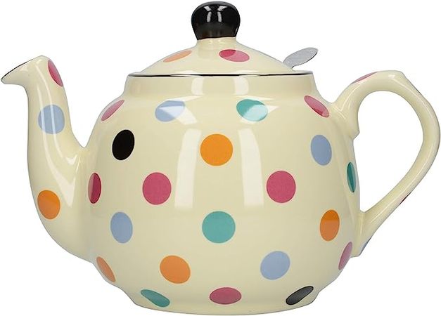 London Pottery Farmhouse Polka Dot Teapot with Infuser, Ceramic, Ivory/Multicolour Polka Dots, 4 Cups (1.2 Litre) : Amazon.co.uk: Home & Kitchen