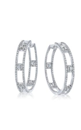 Clarity Inside-Out 18k White Gold Diamond Hoop Earrings By Mindi Mond | Moda Operandi