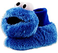 Amazon.com | Sesame Street Cookie Monster Toddler Boys Girls Plush 3D Head Sock Top Slippers (3-4 M US Toddler, Cookie Monster Blue) | Slippers