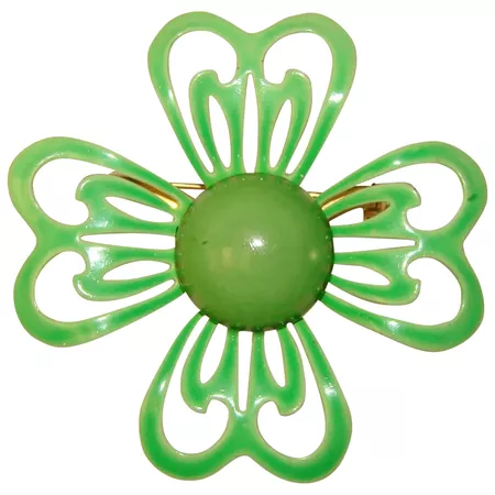 Awesome FLOWER POWER 1960s Green Flower Vintage Brooch : Jewelpigs | Ruby Lane