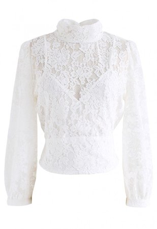 Floral Lace Open Back Crop Top in White - NEW ARRIVALS - Retro, Indie and Unique Fashion