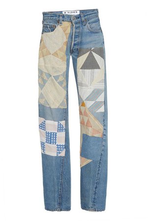 B SIDES Exclusive Mid-Rise Patchwork Straight-Leg Jeans