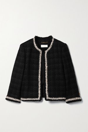 Black Checked wool-blend tweed jacket | SAINT LAURENT | NET-A-PORTER