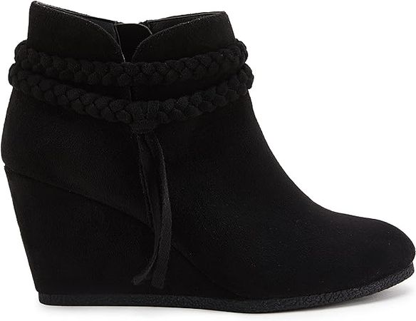 Amazon.com | Womens Wedge Ankle Boots Braided Fringe Strap Western Heeled Fall Booties Dress Shoes | Ankle & Bootie