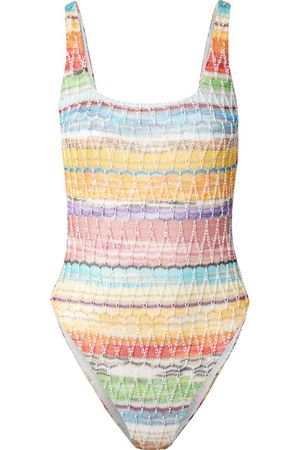Missoni | Mare metallic crochet-knit cotton-blend swimsuit | NET-A-PORTER.COM