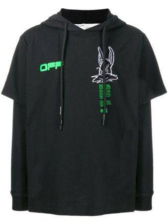 Off-White Harry The Bunny Double-Sleeved Hoodie OMAB033R201850081045 Black | Farfetch