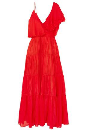 Noche De Rosas asymmetric ruffled silk maxi dress | JOHANNA ORTIZ | Sale up to 70% off | THE OUTNET