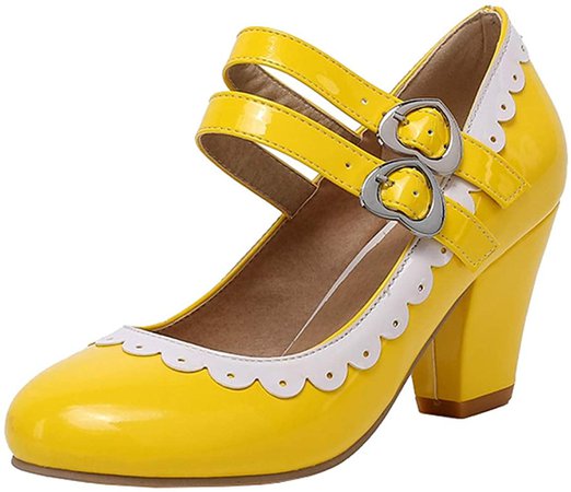 Caradise Womens Sweet Lolita Vintage Rockabilly Shoes Chunky Platform Mary Janes with Bows Size 6 B(M) US, Purple | Pumps