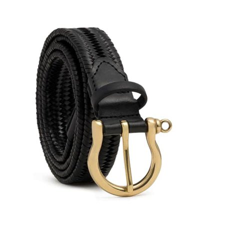 Elastic Braided Leather Belt Black Alessandra | Dalgado | Wolf & Badger