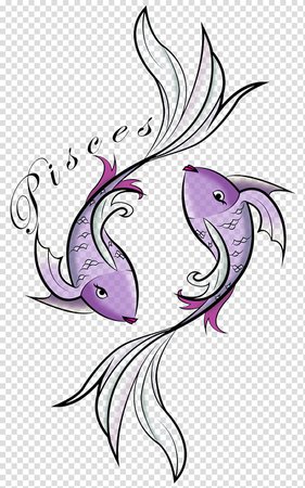 Purple fish illustration, Tattoo Pisces Astrology, Pisces transparent background PNG clipart | HiClipart