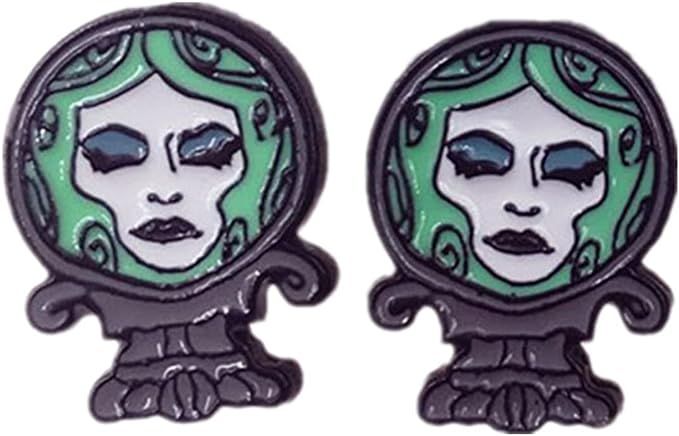 Amazon.com: Villain Quen of Hearts Haunted Mansin ghost Evil queen Hauted Mansion Lolita Maleficen Horror Stud Earrings Gifts for woman girl(2): Clothing, Shoes & Jewelry
