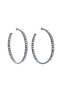 14k White Gold Inside Out Diamond Hoop Diamond EARRINGS Classic hoop earrings