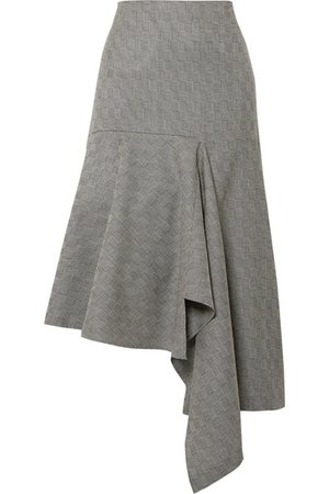 Balenciaga | Asymmetric checked wool-jacquard midi skirt | NET-A-PORTER.COM