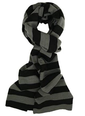 Grey and Black Striped Scarf