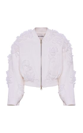 Floral-Embroidered Cotton Bomber Jacket By Des Phemmes | Moda Operandi