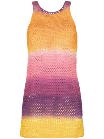 AGR striped-ombré Crochet Mini Dress - Farfetch