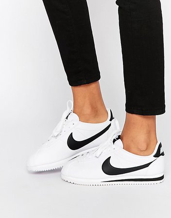 Nike white and black classic cortez leather sneakers | ASOS