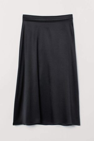 Silk-blend Satin Skirt - Black