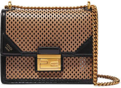 Kanu Small Perforated Leather Shoulder Bag - Brown
