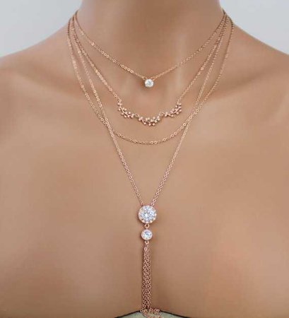 Rose Gold Layering necklace Rose Gold Choker necklace