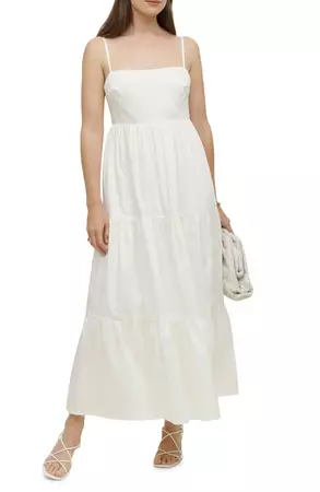 Reformation East Square Neck Open Back Tiered Maxi Dress | Nordstrom
