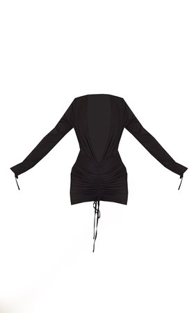 Black Cowl Neck Ruched Chiffon Bodycon Dress | PrettyLittleThing USA