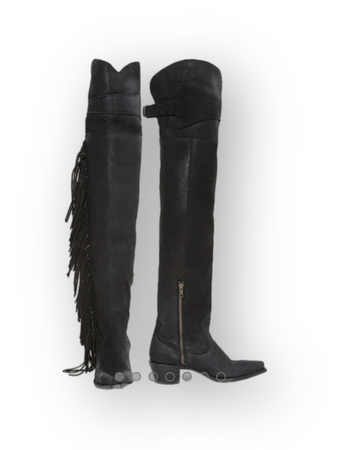 black fringe over the knee leather Stetson boots