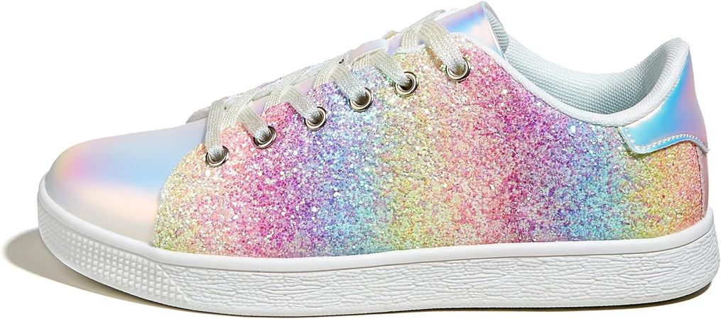 Amazon.com | LUCKY STEP Glitter Sneakers Lace up | Fashion Sneakers | Sparkly Shoes for Women (9 B(M) US,Red) | Fashion Sneakers