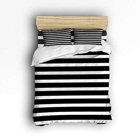 black and white striped bed