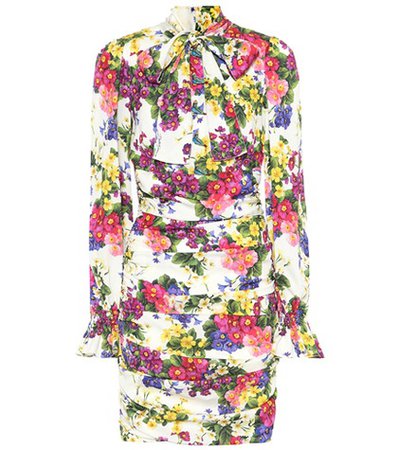 Floral stretch silk dress