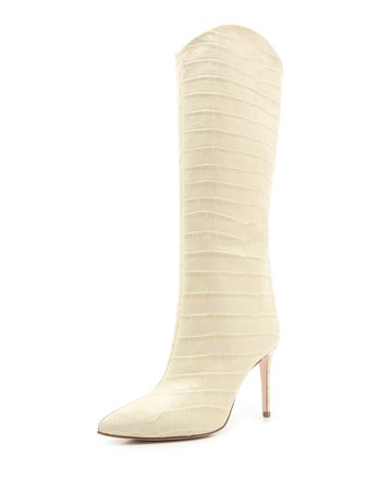 Schutz Maryana Croc-Print Leather Knee Boots | Neiman Marcus