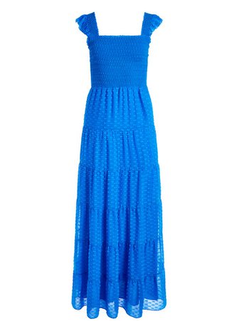 Kizzie Smocked Flutter Sleeve Maxi Dress In Palace Blue | Alice And Olivia