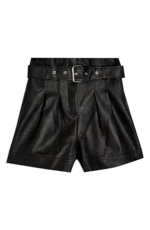 Topshop Belted Faux Leather Shorts | Nordstrom