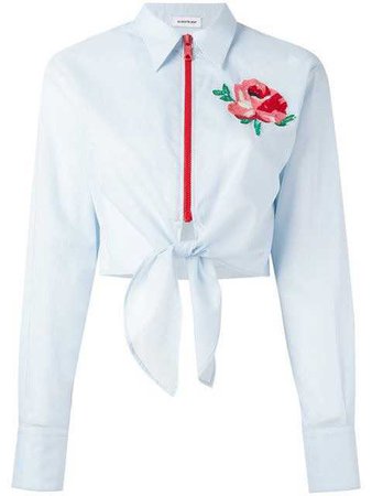 AU JOUR LE JOUR Floral Patch Zip Shirt