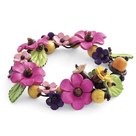 Floral Leather Bracelet - Women’s Romantic & Fantasy Inspired Fashions