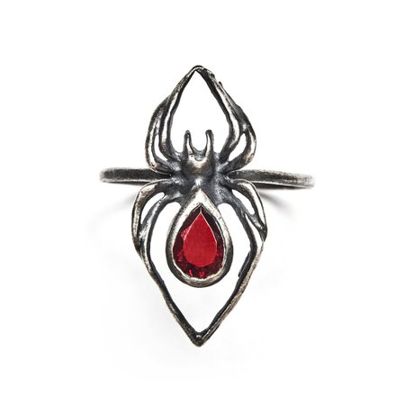 Eternal Weaver. Small Spider Ring with Garnet. – Blood Milk Jewels