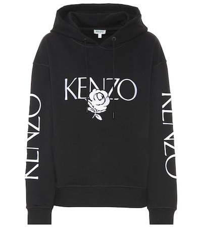 Printed cotton jersey hoodie