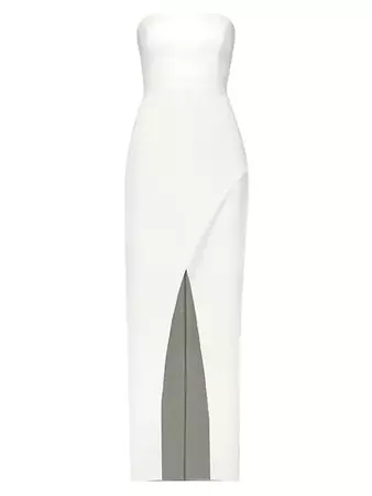 Shop BCBGMAXAZRIA Split Strapless Crepe Gown | Saks Fifth Avenue