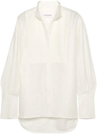 Pintucked Linen-blend Shirt - White