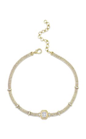 18k Yellow Gold Triple Threads Illusion Choker Necklace By Shay | Moda Operandi