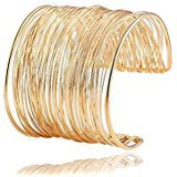 Amazon.com: QTMY Alloy Metal Gold Hollow Hoop Open Cuff Wide Bracelet Bangle (Gold2): Clothing